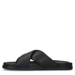 Zwarte Leren Slippers^Sacha Hot