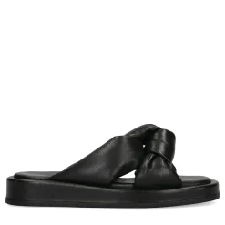 Zwarte Leren Slippers Met Knoop Detail^Sacha Best Sale