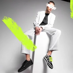 Zwarte Leren Sneakers Met Suede Details^Sacha Cheap