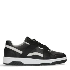 Zwarte Leren Sneakers Met Grijze Details^Sacha Outlet