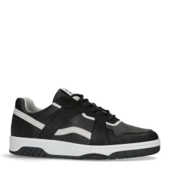 Zwarte Leren Sneakers Met Grijze Details^Sacha Outlet