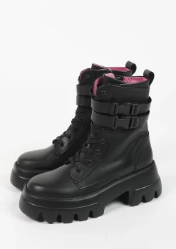 Zwarte Leren Veterboots^Sacha Hot