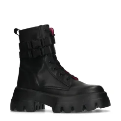 Zwarte Leren Veterboots^Sacha Hot