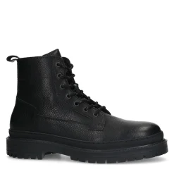 Zwarte Leren Veterboots^Sacha Outlet