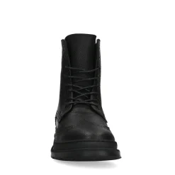 Zwarte Leren Veterboots Met Gestikt Detail^Sacha Cheap