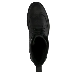 Zwarte Leren Veterboots Met Gestikt Detail^Sacha Cheap