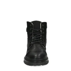 Zwarte Leren Veterboots Met Imitatiebont^Sacha Outlet