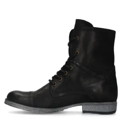 Zwarte Leren Veterlaarsjes^Sacha Cheap