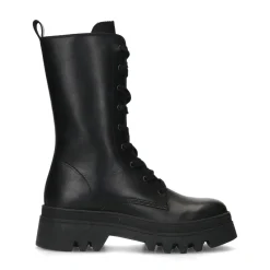 Zwarte Leren Veterlaarsjes^Sacha Store