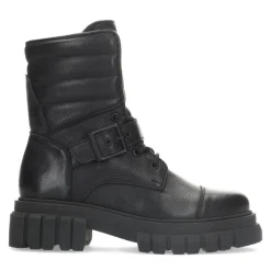 Zwarte Leren Veterlaarsjes Met Details^Sacha Best