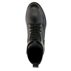 Zwarte Leren Veterlaarsjes Met Faux Fur^Sacha Outlet