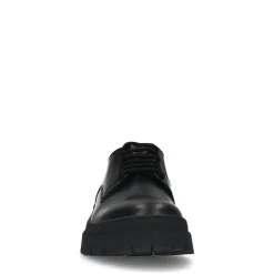 Zwarte Leren Veterschoenen Met Grove Zool^Sacha Store