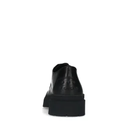 Zwarte Leren Veterschoenen Met Grove Zool^Sacha Store