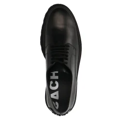 Zwarte Leren Veterschoenen Met Grove Zool^Sacha Store