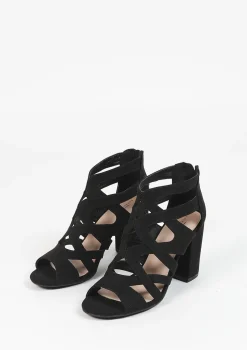 Zwarte Opengewerkte Sandalen Met Hak^Sacha Flash Sale