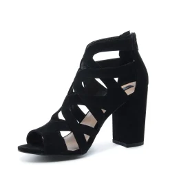 Zwarte Opengewerkte Sandalen Met Hak^Sacha Flash Sale