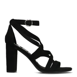 Zwarte Opengewerkte Sandalen Met Hak^Sacha Fashion