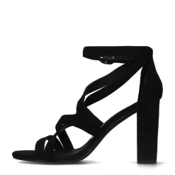 Zwarte Opengewerkte Sandalen Met Hak^Sacha Fashion