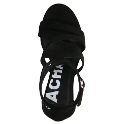 Zwarte Opengewerkte Sandalen Met Hak^Sacha Fashion