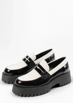 Zwarte Plateau Loafers Met Witte Details^Sacha Flash Sale