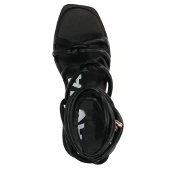 Zwarte Plateau Sandalen Met Strikveters^Sacha Shop