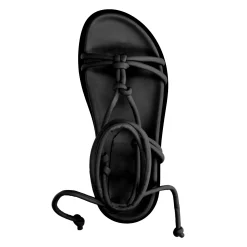 Zwarte Platte Sandalen Met Strikveters^Sacha Best Sale