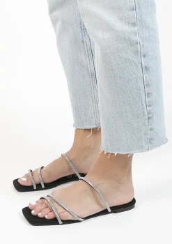 Zwarte Sandalen Met Strass Bandjes^Sacha Clearance