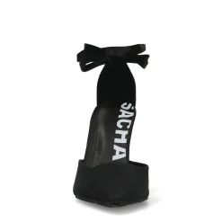 Zwarte Satijnen Pumps Met Enkelbandje^Sacha Shop