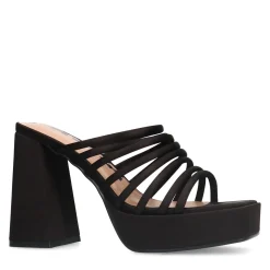 Zwarte Satin Sandalen Met Plateau Hak^Sacha Clearance