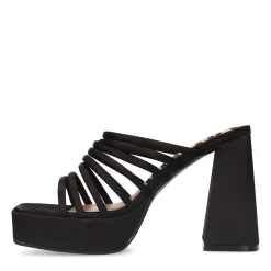 Zwarte Satin Sandalen Met Plateau Hak^Sacha Clearance