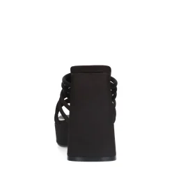 Zwarte Satin Sandalen Met Plateau Hak^Sacha Clearance