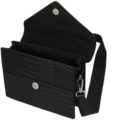 Zwarte Schoudertas Met Croco Print^Sacha Hot