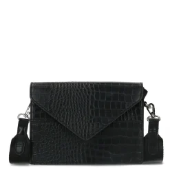 Zwarte Schoudertas Met Croco Print^Sacha Hot