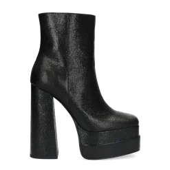 Zwarte Shiny Platform Enkellaarsjes Met Hoge Hak^Sacha Discount