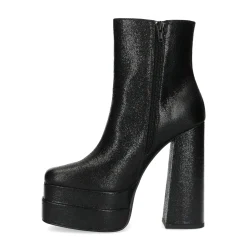 Zwarte Shiny Platform Enkellaarsjes Met Hoge Hak^Sacha Discount