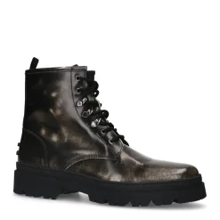 Zwarte Silverwashed Leren Veterboots^Sacha Clearance