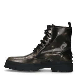 Zwarte Silverwashed Leren Veterboots^Sacha Clearance