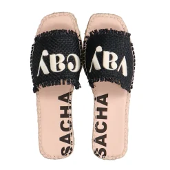 Zwarte Slippers Met Touwzool^Sacha Shop