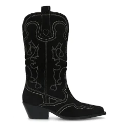 Zwarte Suede Cowboylaarzen Met Sierstiksels^Sacha Flash Sale