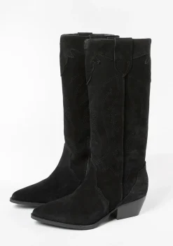 Zwarte Suede Cowboylaarzen^Sacha Sale