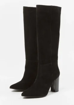 Zwarte Suede Hoge Laarzen Met Hak^Sacha Best