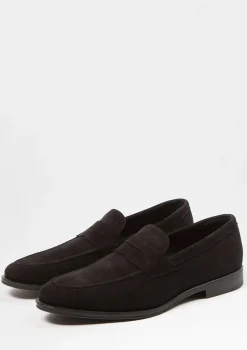 Zwarte Suede Penny Loafers^Sacha Best