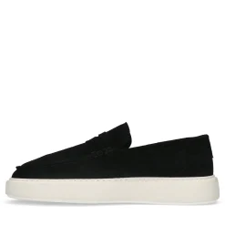 Zwarte Suede Penny Loafers Met Witte Zool^Sacha Outlet