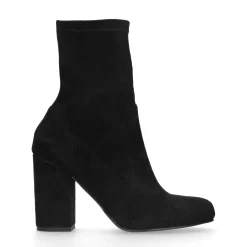 Zwarte Suedine Enkellaarsjes Met Hak^Sacha Store