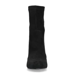 Zwarte Suedine Enkellaarsjes Met Hak^Sacha Store