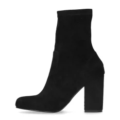 Zwarte Suedine Enkellaarsjes Met Hak^Sacha Store