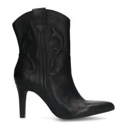 Zwarte Western Enkellaarsjes Met Naaldhak^Sacha Discount
