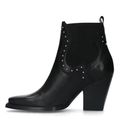 Zwarte Western Enkellaarsjes Met Hak^Sacha Best