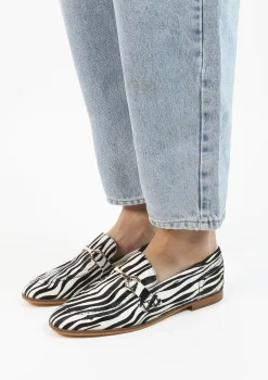 Zwarte Zebraprint Loafers^Sacha Fashion